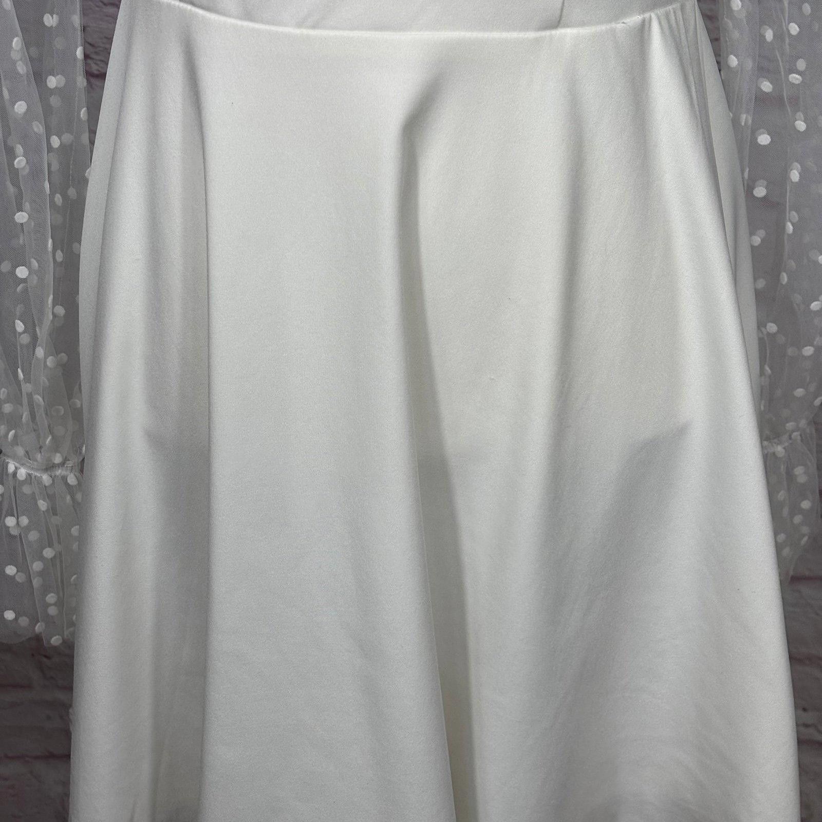 Other White Polka Dot Mesh Sleeve Fit & Flare Mini Dress Large Size L / US 10 / IT 46 - 3 Thumbnail