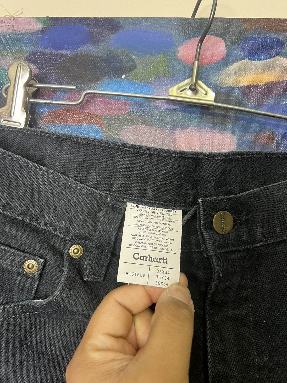 Vintage Carhartt Jeans Mens 36x34 Black Denim Size US 36 / EU 52 - 5 Thumbnail