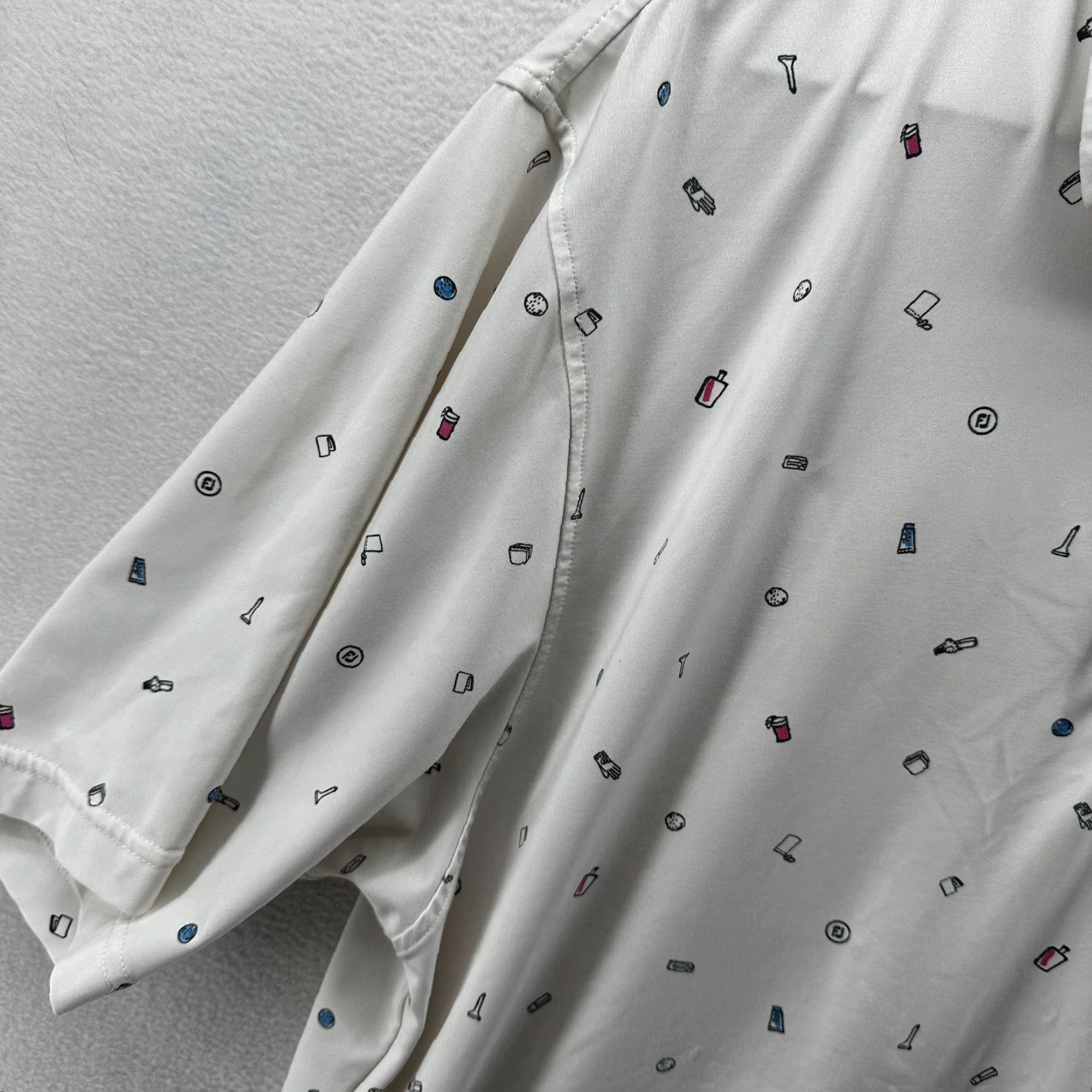Footjoy FootJoy Polo Shirt White Men's Large Golf Short Sleeve Collared All Over Print Size US L / EU 52-54 / 3 - 6 Thumbnail