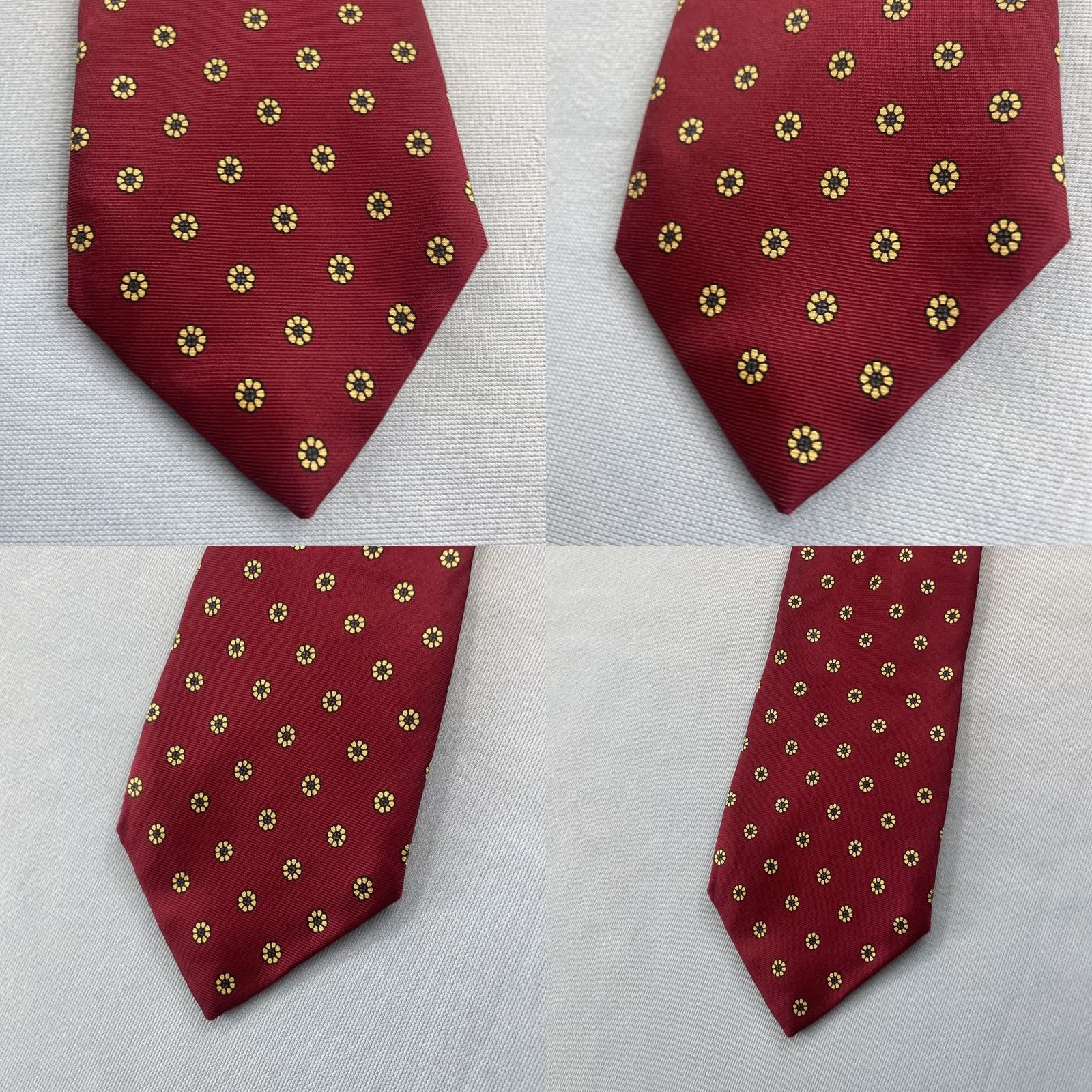 Vintage VINTAGE Clipper Craft Tie Macclesfield Neat Geometric Floral Burst Red Yellow vtg 3x59 Capsule Necktie Size ONE SIZE - 8 Thumbnail