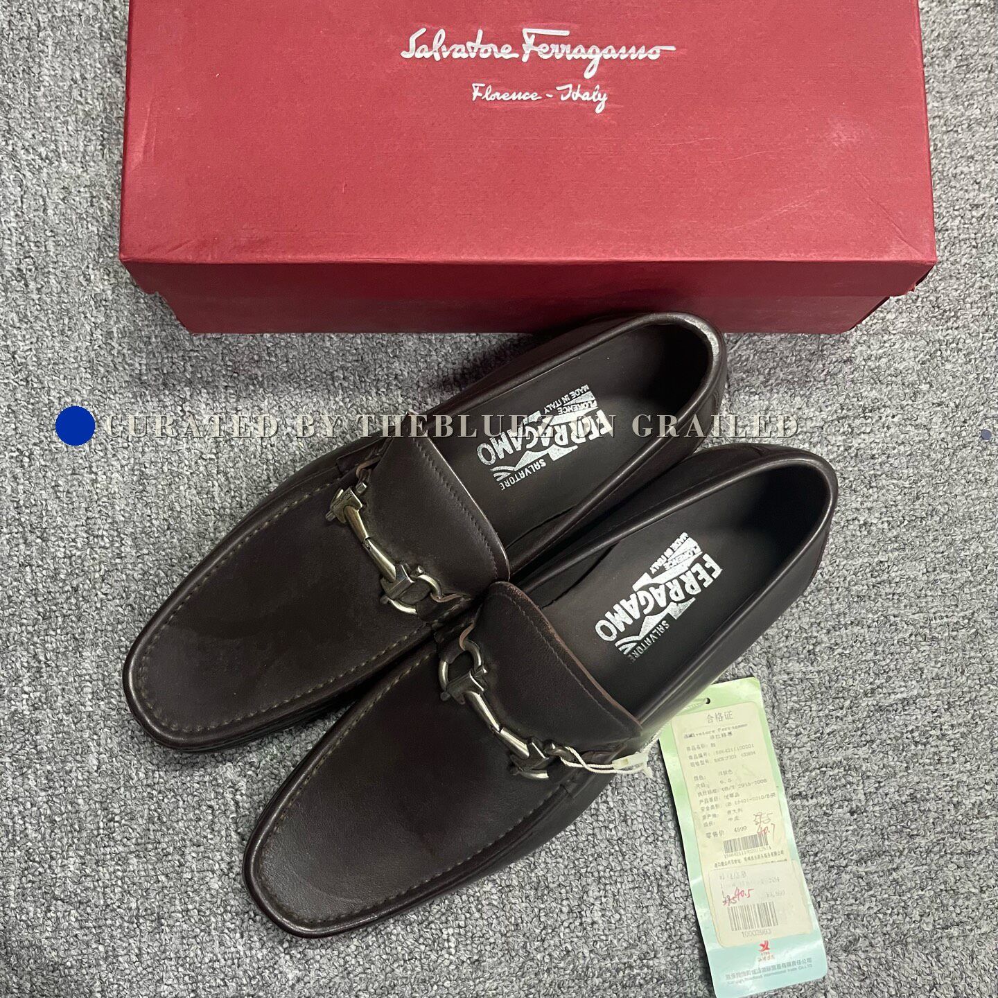 NIB FERRAGAMO REE BROWN LEATHER LOGO GANCINI LOAFERS 7.5 E ITALY Gancini ornament driver - Men | Ferragamo main image 4