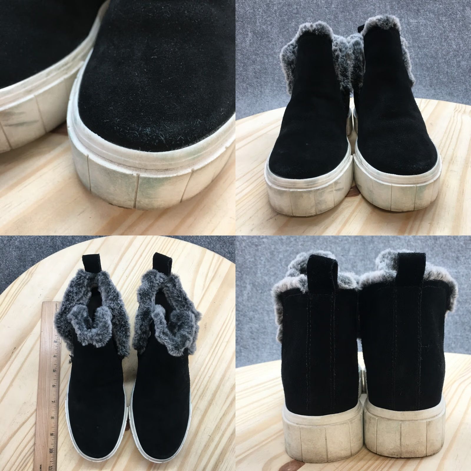 Dolce Vita Dolce Vita Sneaker Womens 7M Black Gray Zanza Slip On Casual Faux Fur Suede - Size 7/4.5 EU Size US 7 / IT 37 - 8 Thumbnail