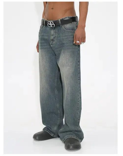 Jean faded washed loose skate baggy jeans Size US 31 - 3 Thumbnail