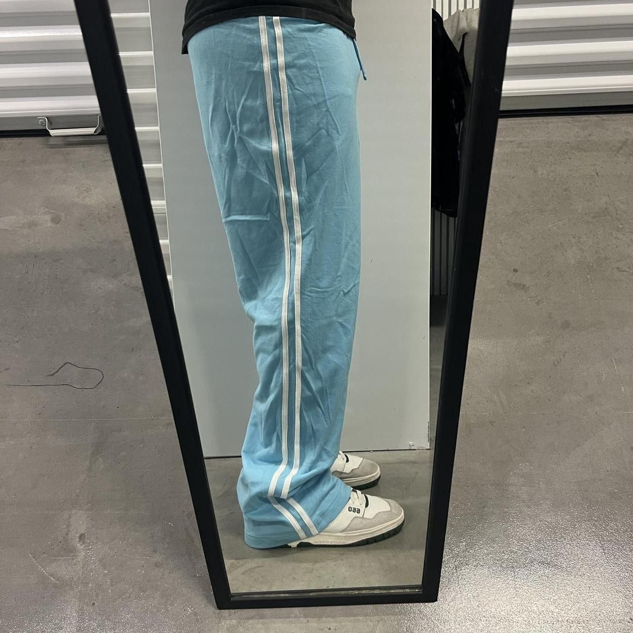 Vintage Vintage Y2K/2000s Super Baggy Baby Blue Striped Sweatpants With Adjustable waistbands with drawstring! Size US 34 / EU 50 - 1 Thumbnail