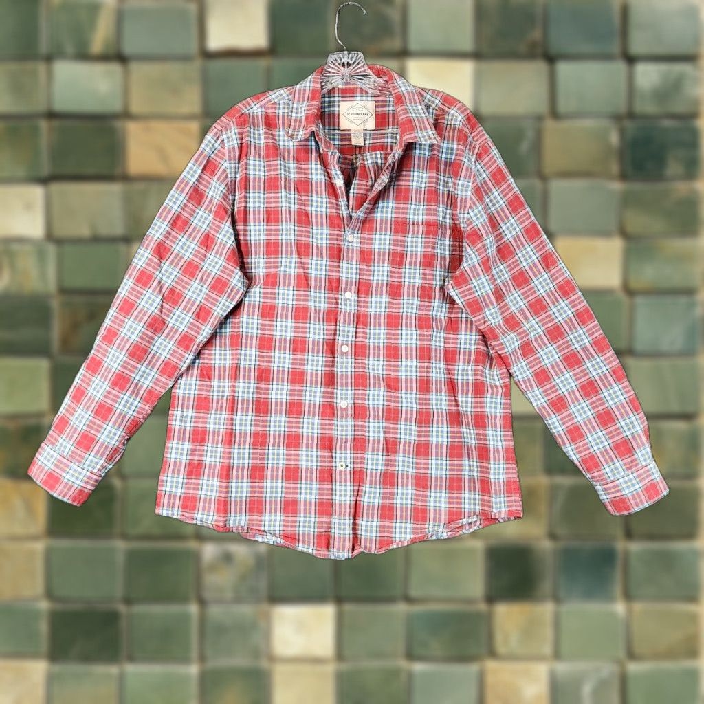 Vintage VINTAGE? Not specified as vintage. So: St. John's Bay Long Sleeve Plaid Button-Up Shirt - Mens L Red Classic Pattern Size US L / EU 52-54 / 3 - 1 Thumbnail