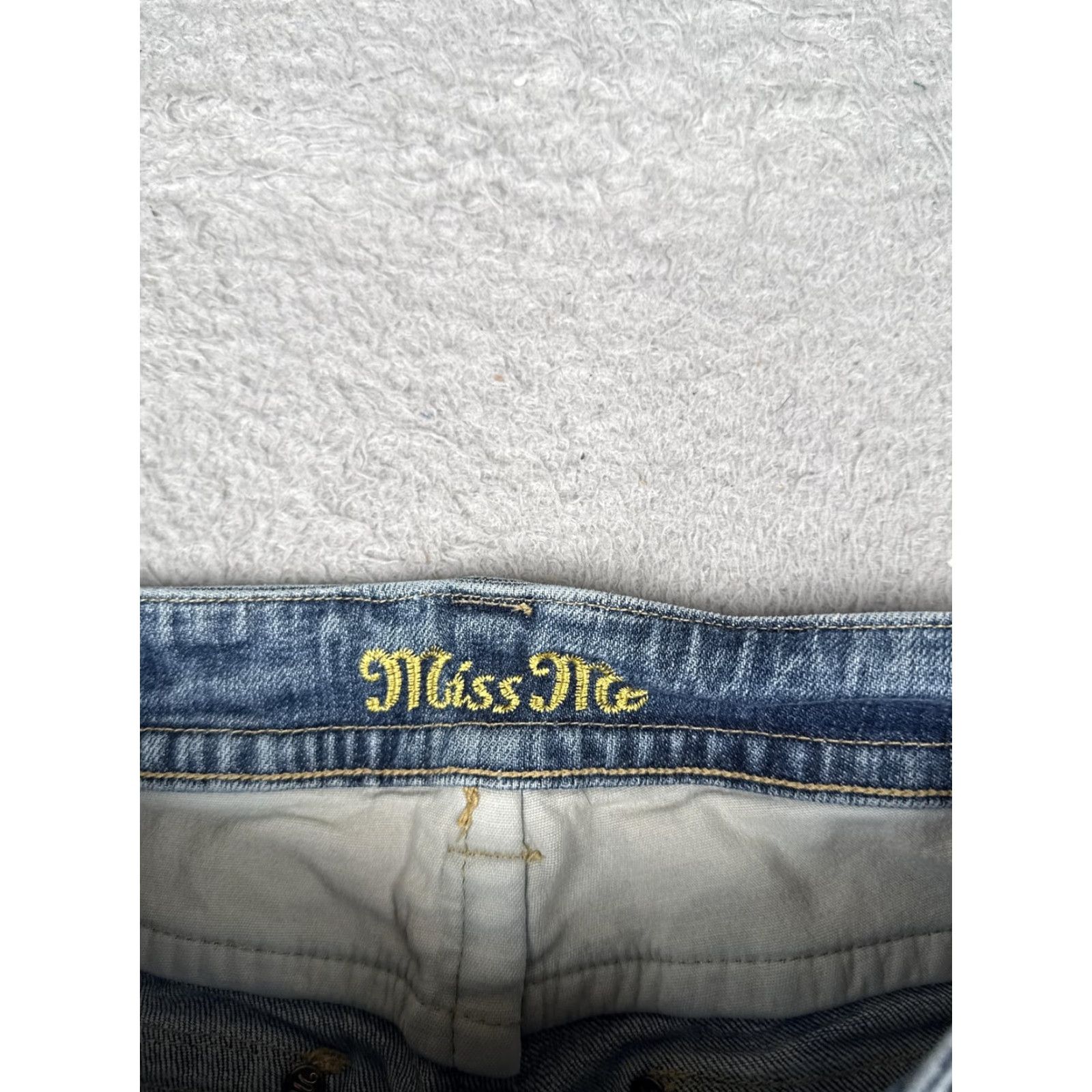Miss Me Miss Me Shorts Womens Blue Denim Distressed Cut-Off Frayed Camo Embellished 29 Regular Pockets 5-Pocket Logo Hardware Embroidery Low Rise Inseam 3in Size 29" - 7 Thumbnail
