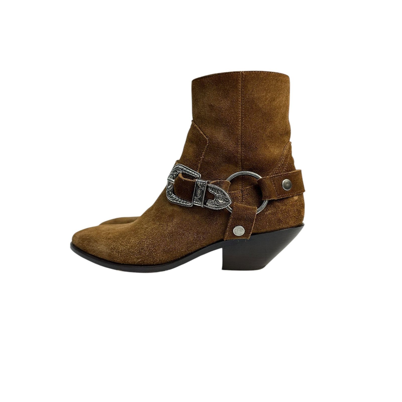 Yves Saint Laurent SAINT LAURENT Brown Suede Western Ankle Boots Sz.38.5 Size US 7.5 / IT 37.5 - 1 Thumbnail