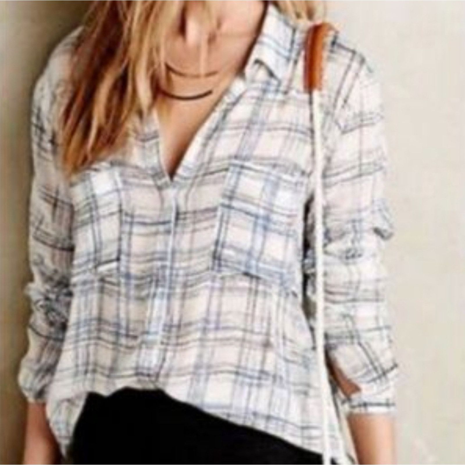 Anthropologie Anthropologie Cloth & Stone Women's Shirt Size XS Blue White Size XS / US 0-2 / IT 36-38 - 9 Thumbnail