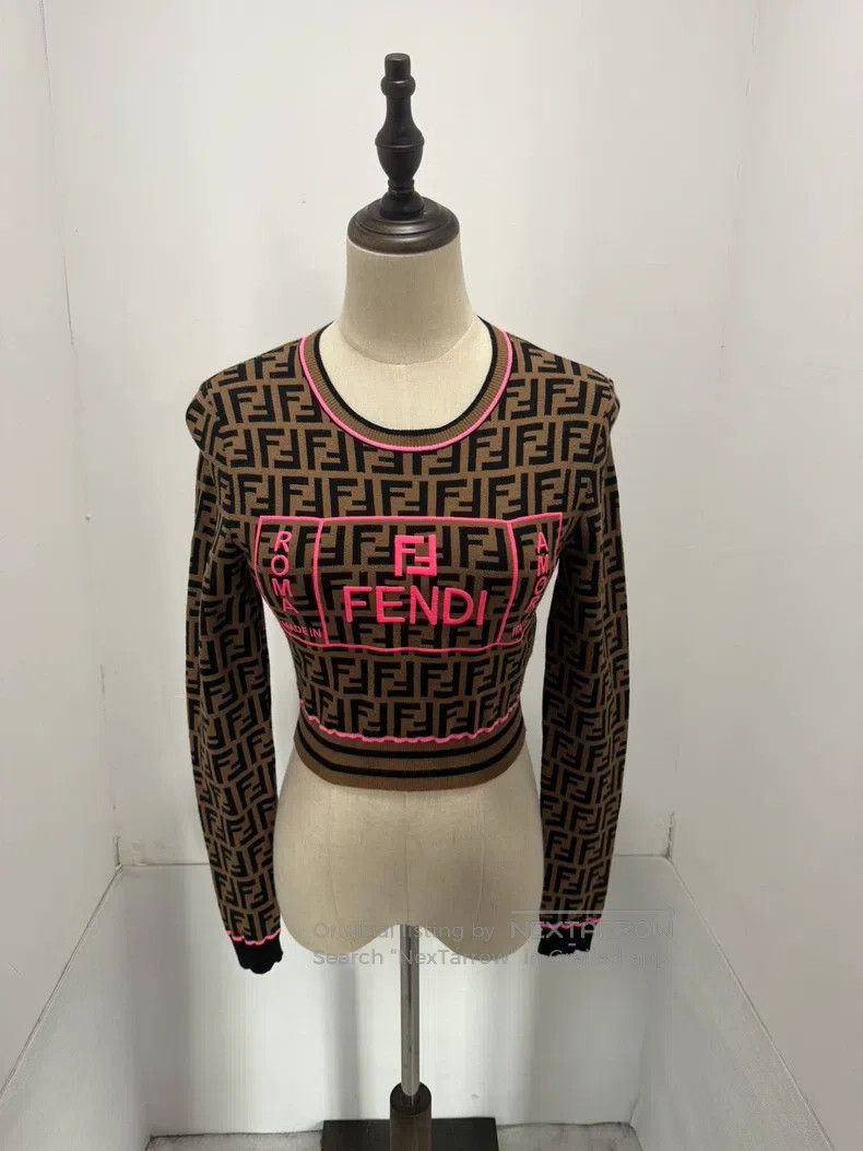 Fendi Fendi Monogrammed Embroidered Logo Knit Long Sleeve Size XXS / US 00 / IT 34 - 1 Thumbnail