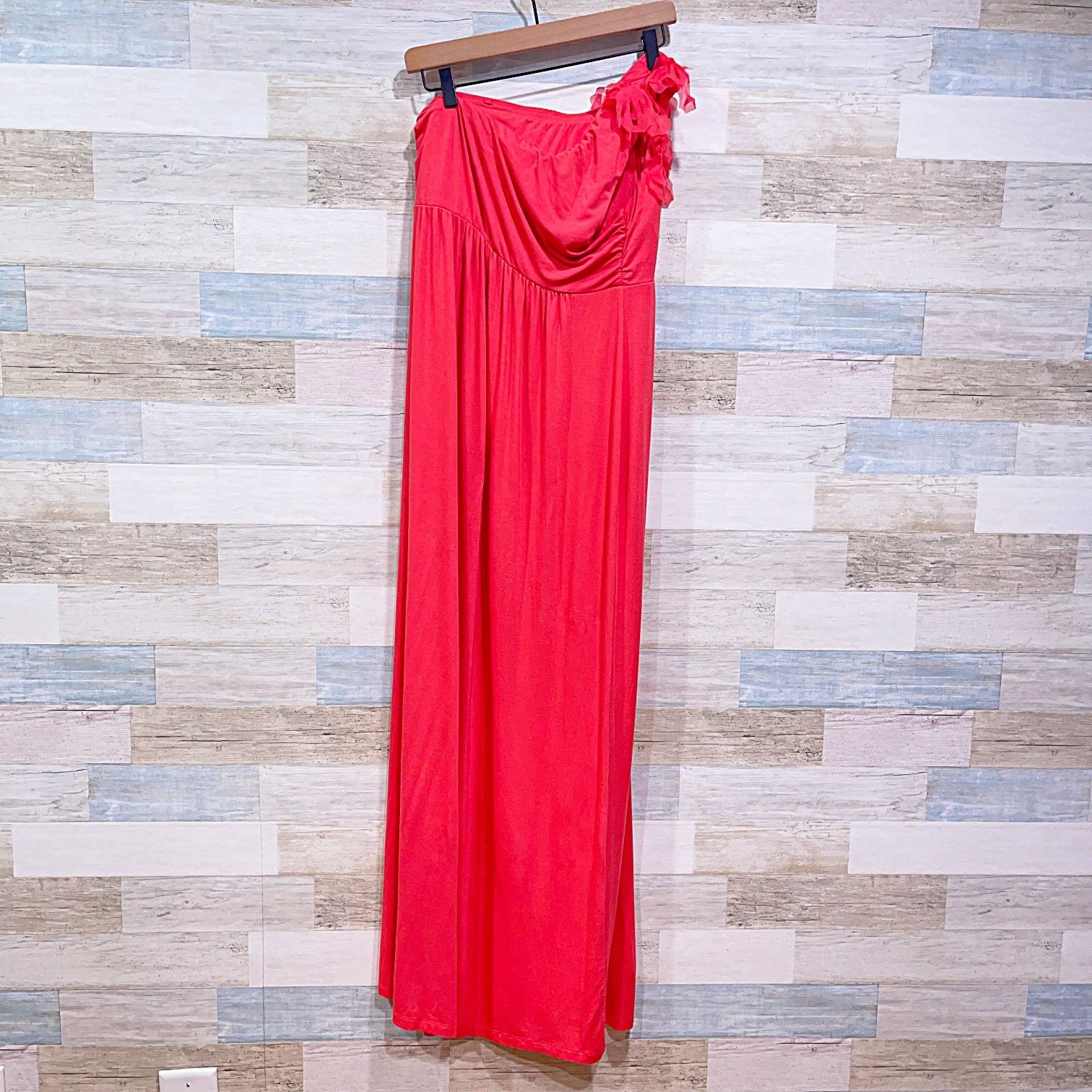 Other Soma Ruffle One Shoulder Maxi Jersey Dress Pink Sleeveless Size L / US 10 / IT 46 - 1 Thumbnail