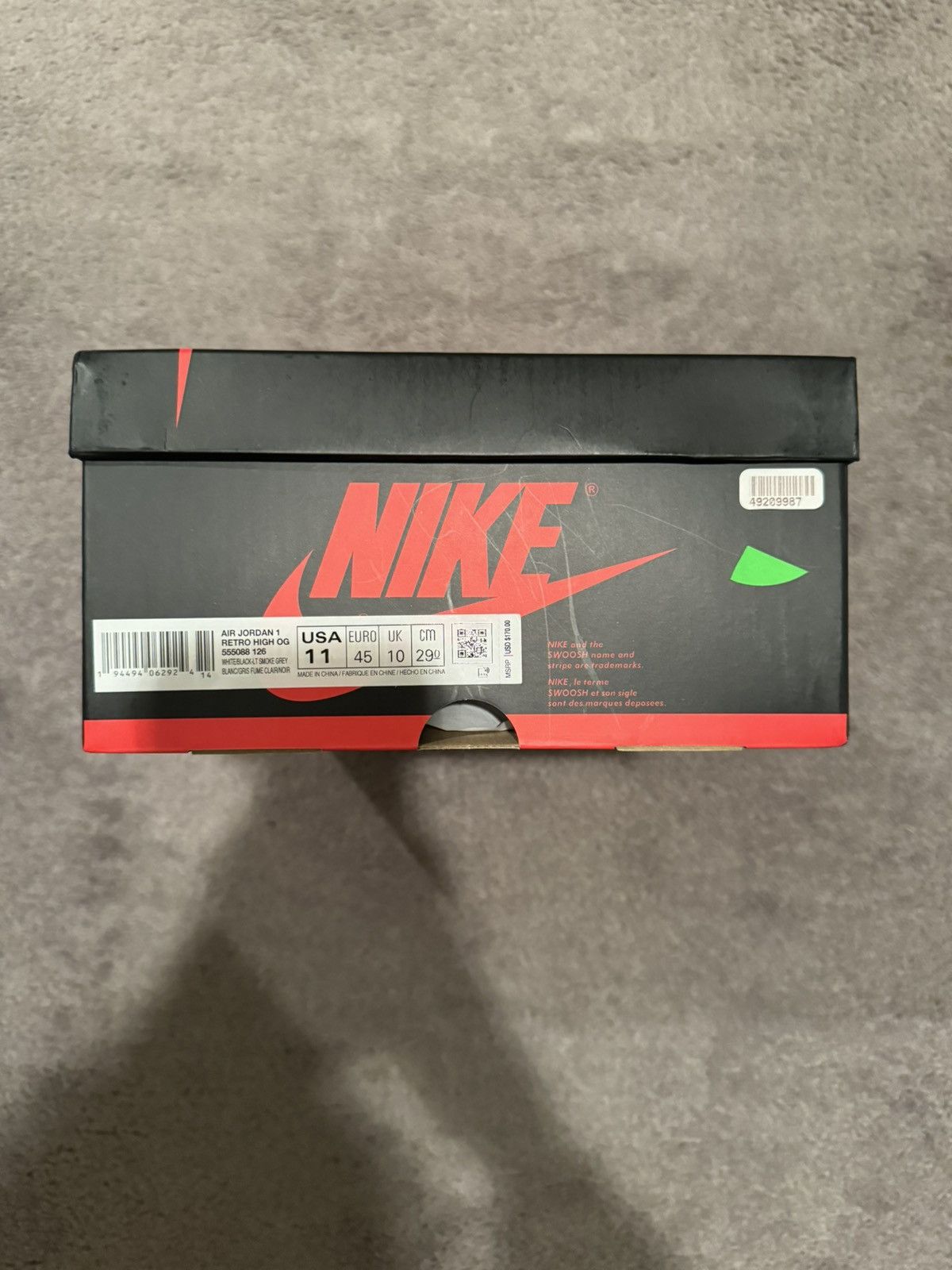 Jordan Brand Air Jordan 1 Retro High OG Smoke Grey Size US 11 / EU 44 - 8 Thumbnail