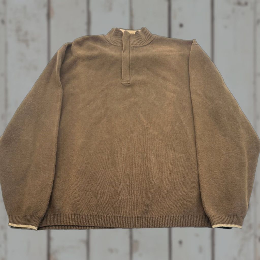 Pendleton VINTAGE Pendleton Mens XL 1/4 Zip Long Sleeve Cotton Sweater Brown 2522 Size US XL / EU 56 / 4 - 1 Thumbnail