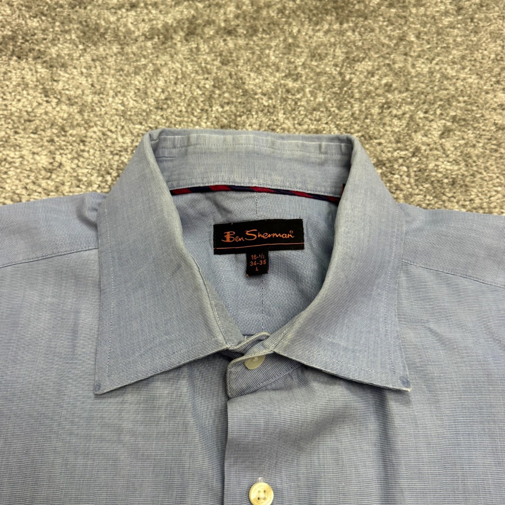 Ben Sherman Ben Sherman Dress Shirt Mens 16.5 34/35 Blue Cotton Button Down Classic Workwear Size 42R - 3 Thumbnail