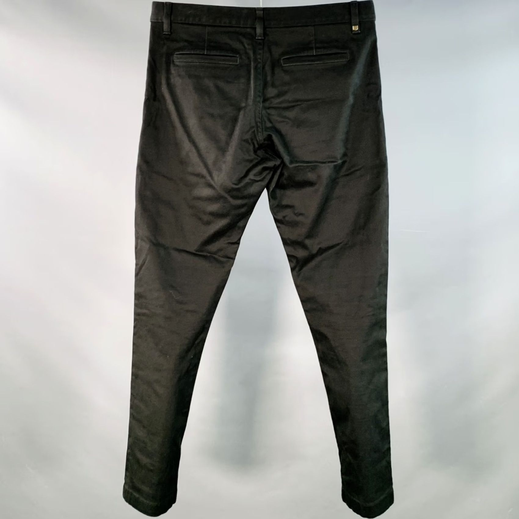 Yves Saint Laurent SAINT LAURENT Black Cotton Blend Flat Front Slim Tapered Casual Pants Size 30 Men Size US 30 / EU 46 - 2 Thumbnail