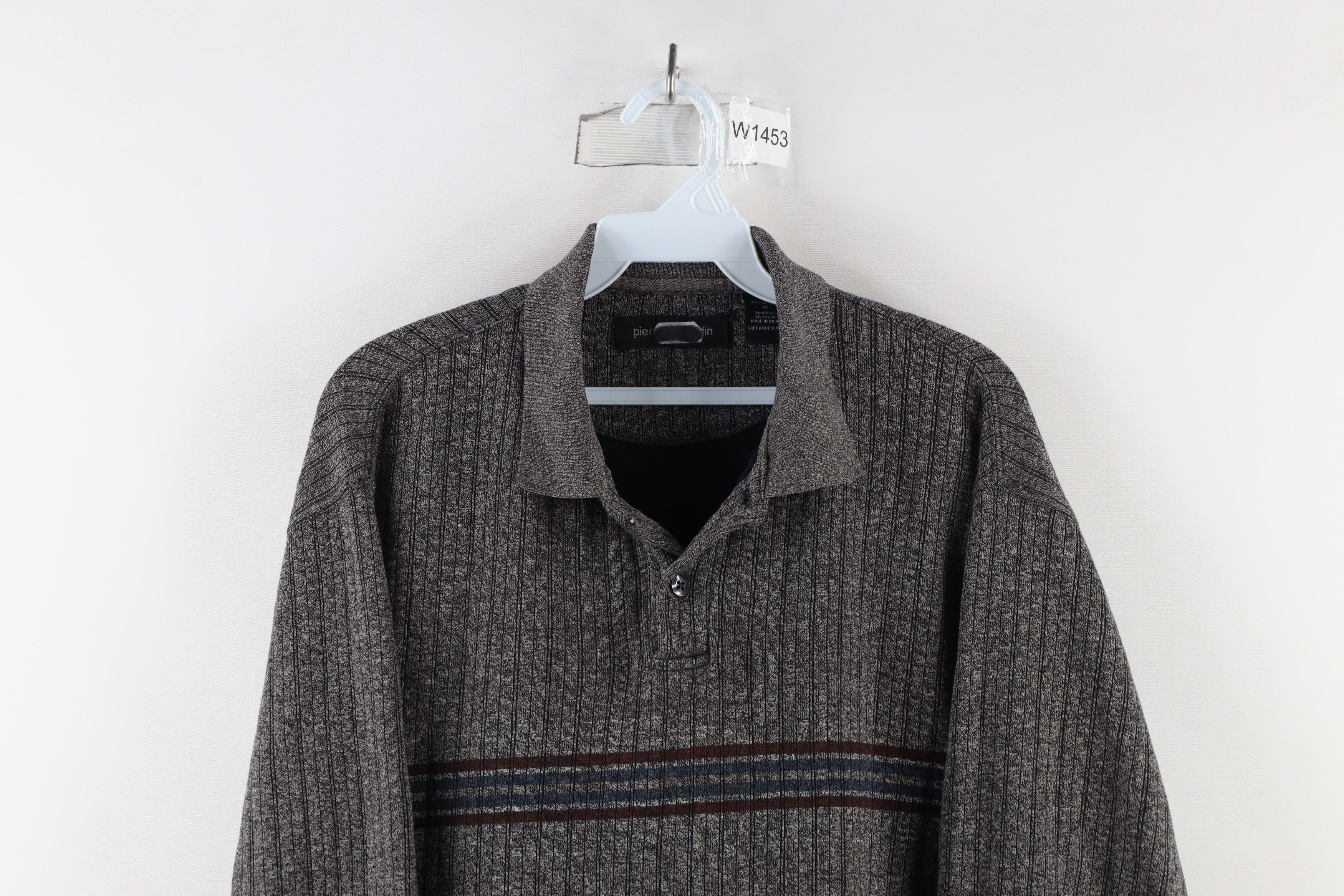 Vintage Vintage 90s Streetwear Ribbed Knit Long Sleeve Polo Shirt Size US M / EU 48-50 / 2 - 2 Thumbnail