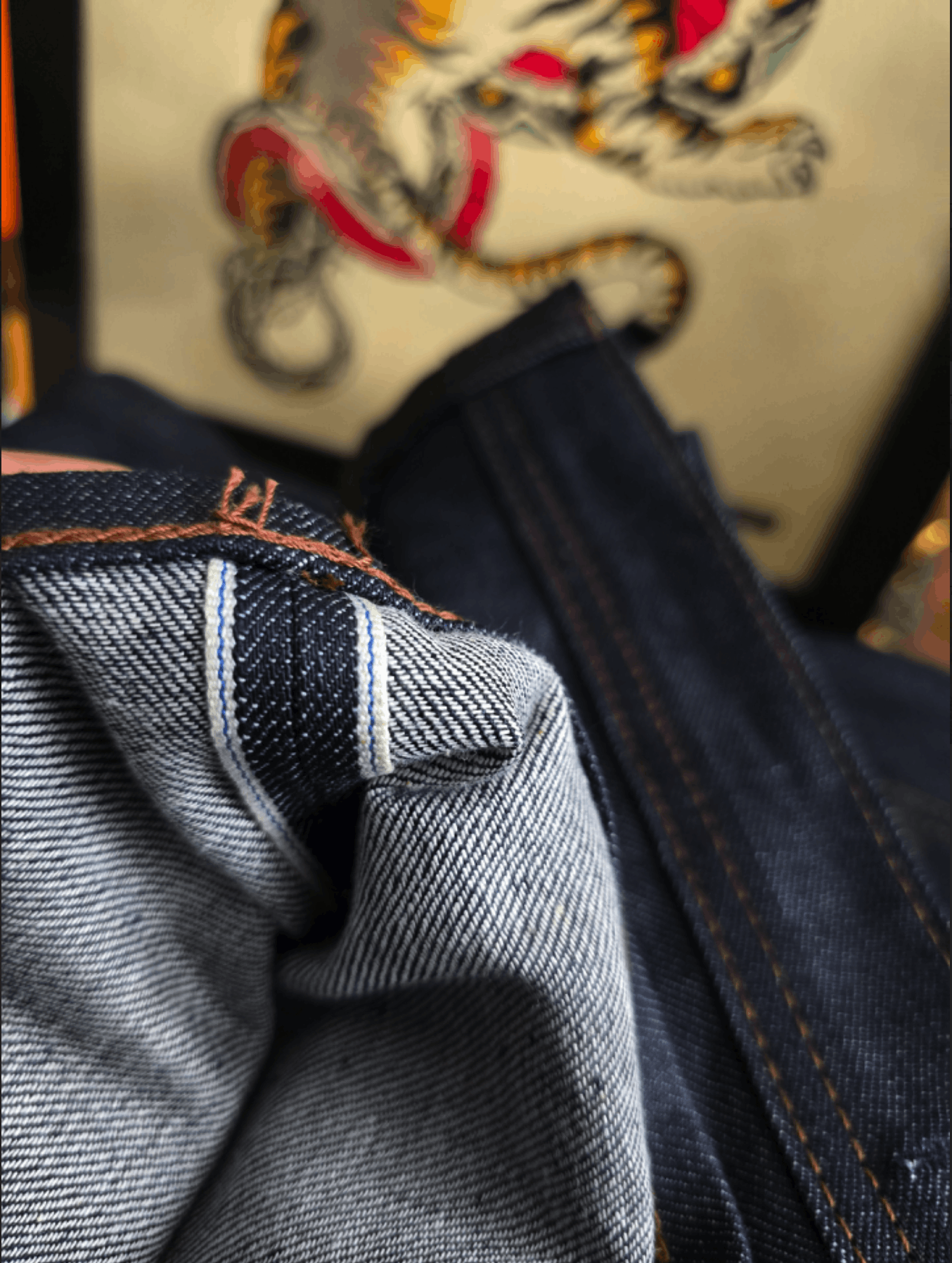 The Unbranded Brand UB222 Tapered Fit 11oz Indigo Stretch Selvedge Size US 32 / EU 48 - 6 Thumbnail