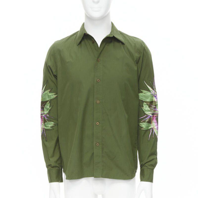 Givenchy GIVENCHY Tisci 2012 green cotton Birds of Paradise patch sleeve shirt S Size US S / EU 44-46 / 1 - 1 Thumbnail
