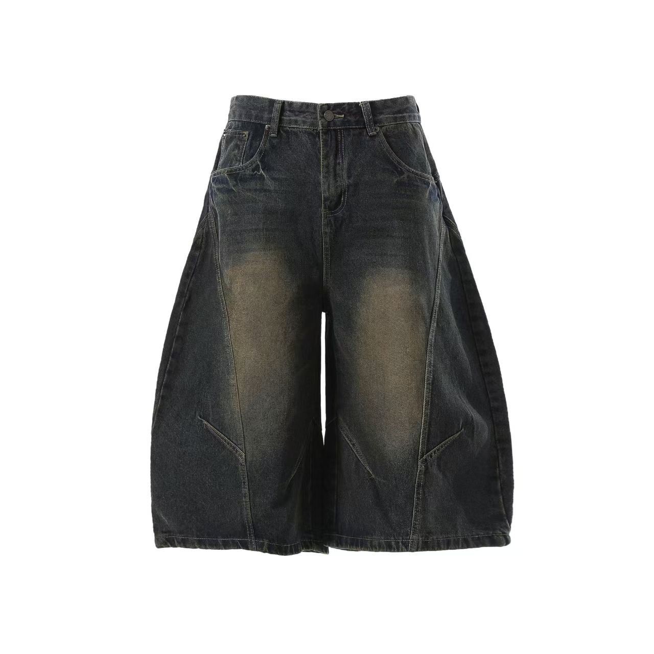 Vintage baggy washed silhouette machete denim shorts