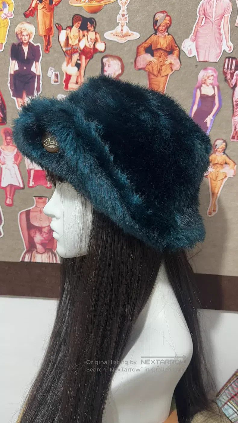 Vivienne Westwood Vivienne Westwood Peacock blue plush hat Size ONE SIZE - 3 Thumbnail