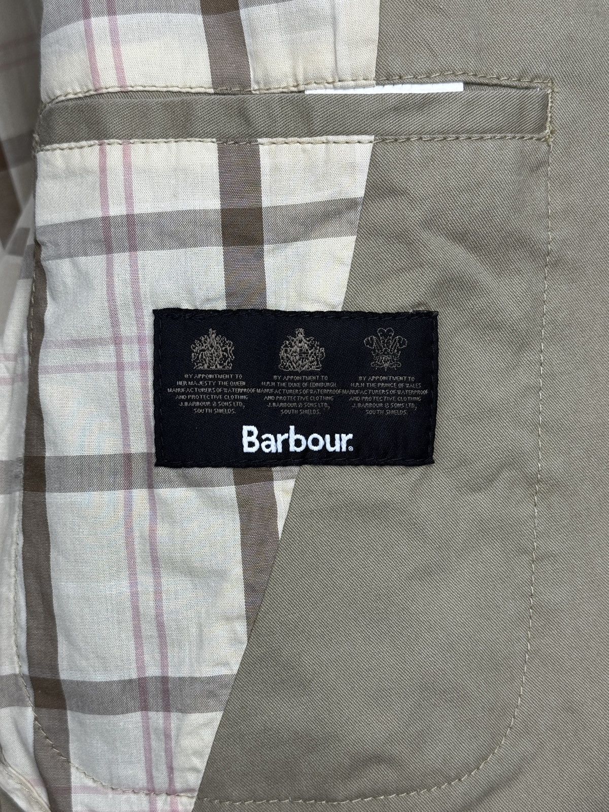 Barbour Barbour beige cotton 2 buttons half checkered lined blazer L Size 44R - 9 Thumbnail