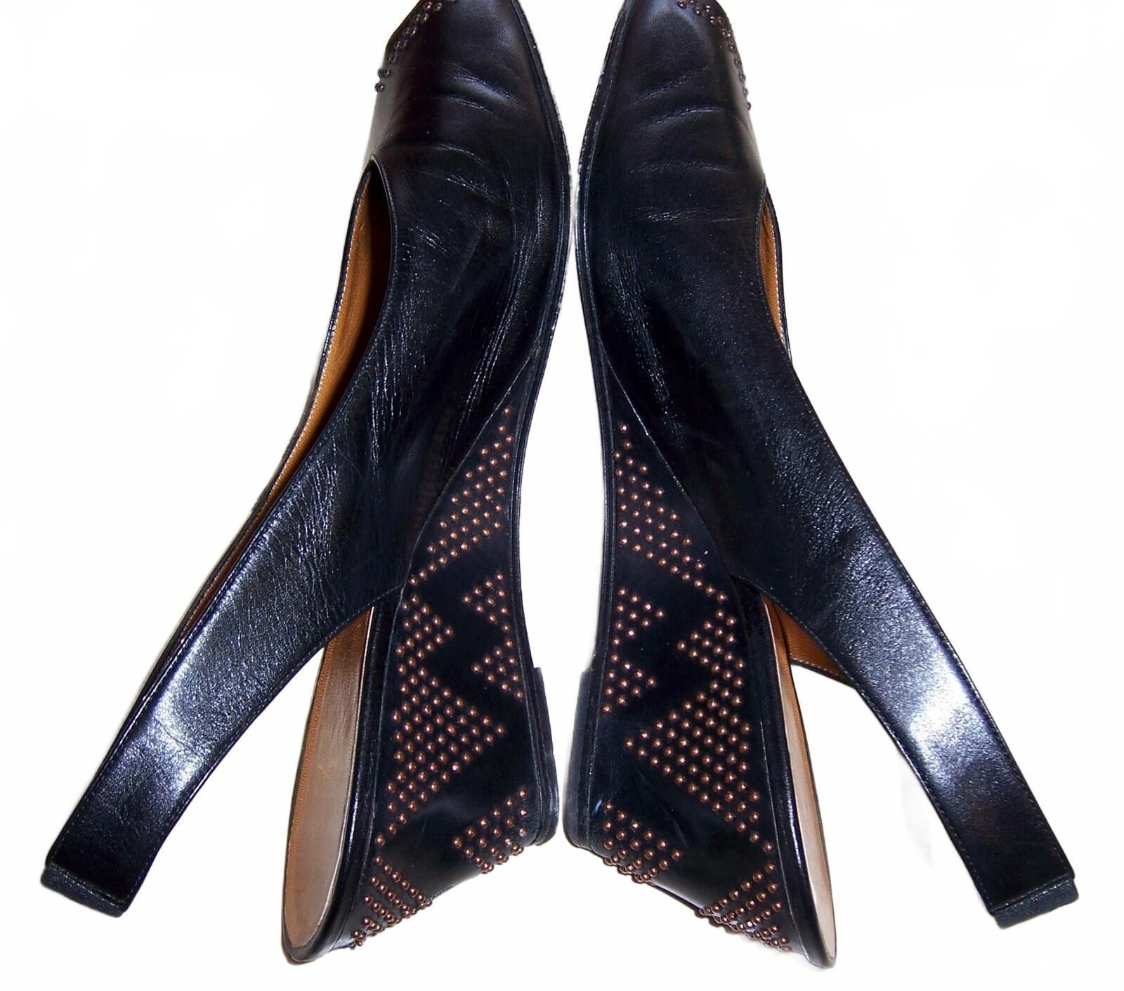 Bruno Magli Vintage Bruno Magli Black Slingback Studded Heels - 6AA Size US 6 / IT 36 - 5 Thumbnail