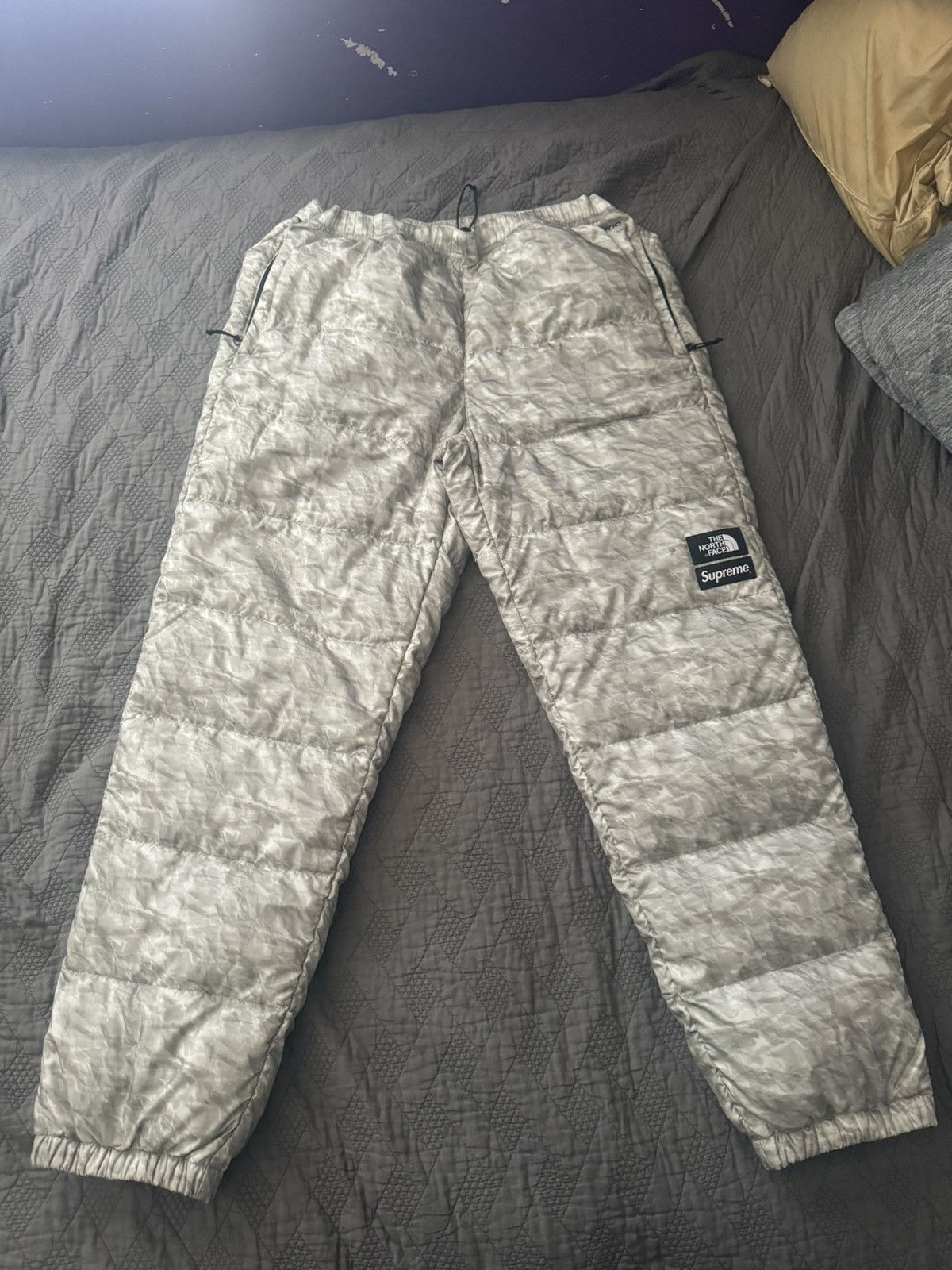 Supreme Supreme The North Face Paper Print Nuptse Pants | Grailed