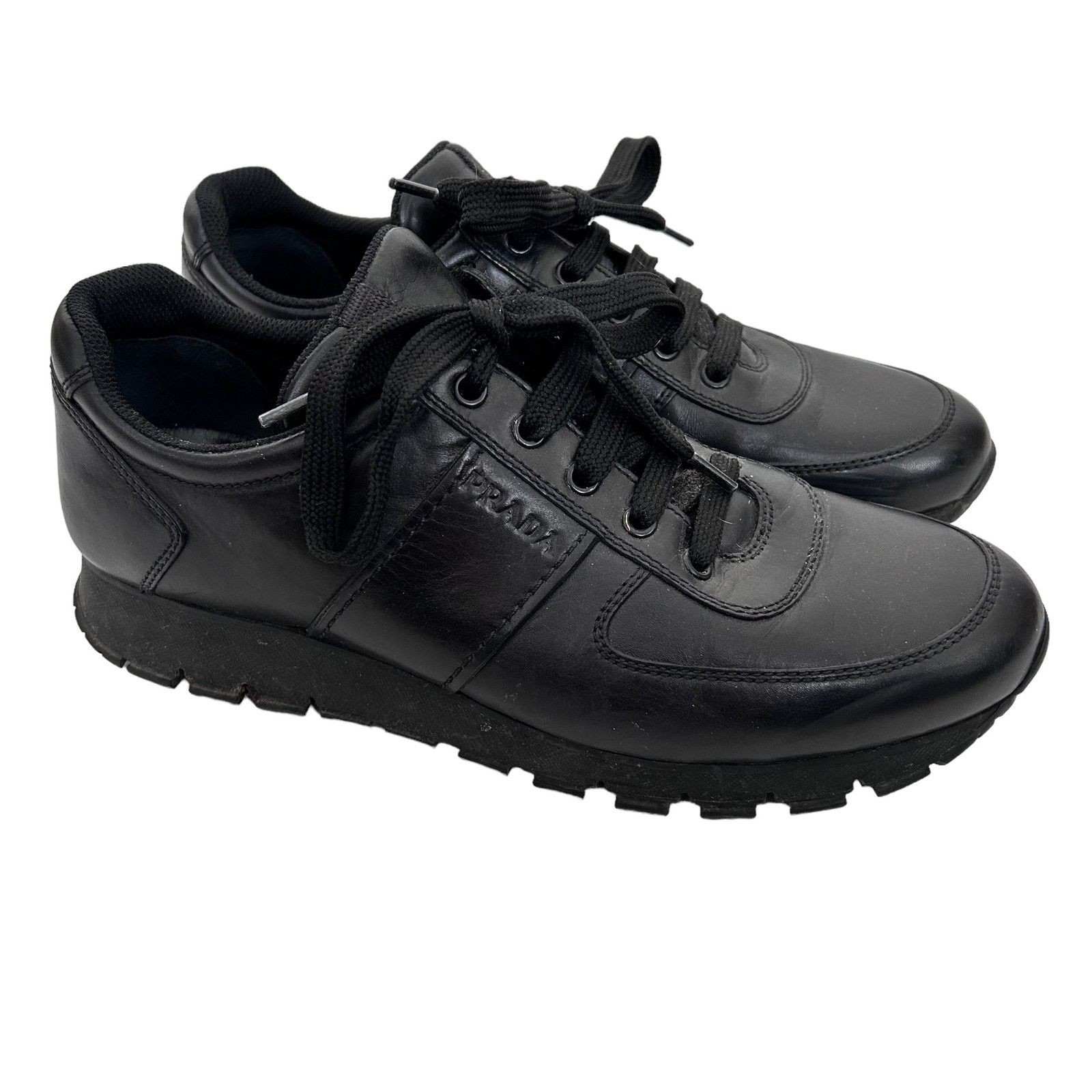 Prada Prada Black Leather Sneakers Sz 41 Size US 11 / IT 41 - 1 Thumbnail