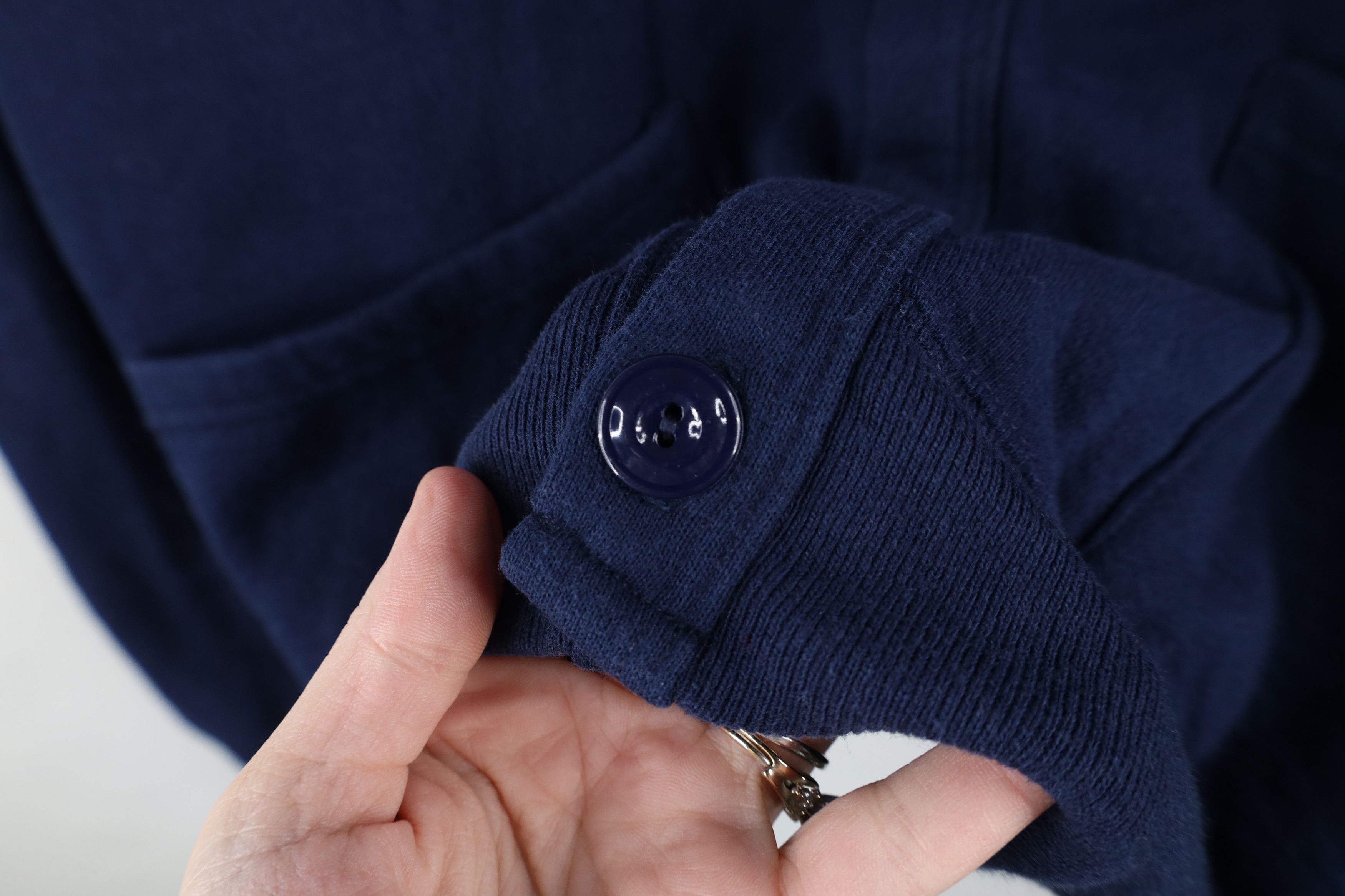 Vintage Vintage 90s Streetwear Cardigan Sweatshirt Navy Blue USA Size ONE SIZE - 5 Thumbnail