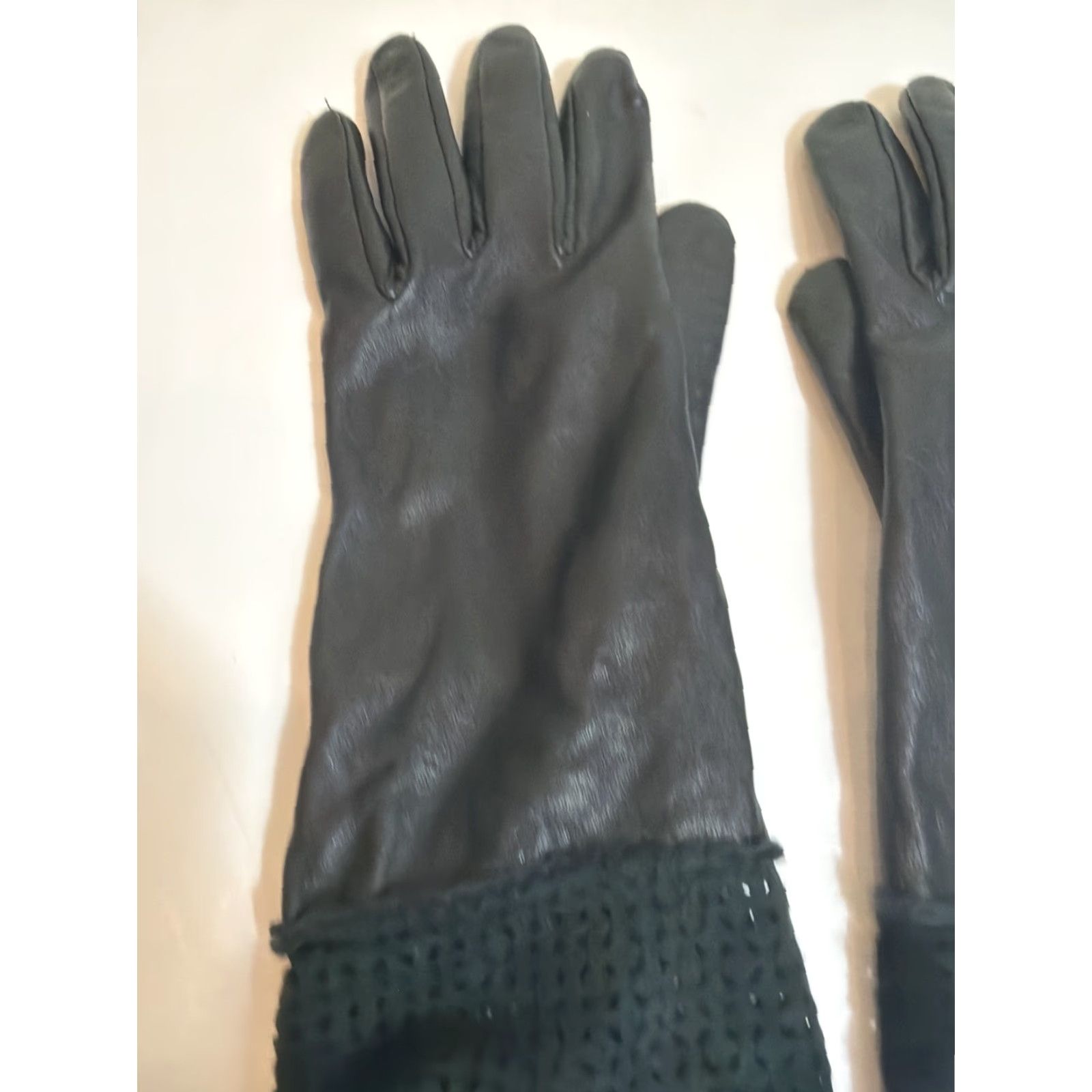 Vintage VINTAGE Grandoe leather gloves Women’s Large Black Glove Wrist Lining Polyester Nylon Eyelet Womens Size ONE SIZE - 2 Thumbnail