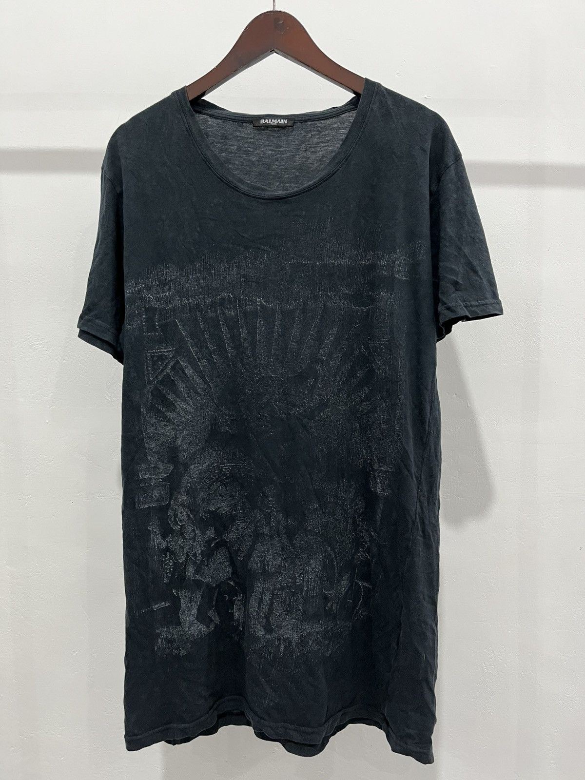 Balmain BALMAIN Men T-Shirts DH1EG010 BC72 SOS BLUE | Grailed