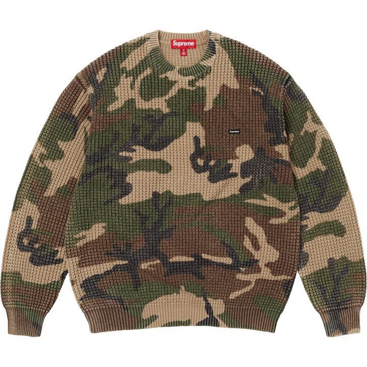 Supreme Washed Small Box Waffle Sweater “Woodland Camo” Size US L / EU 52-54 / 3 - 1 Thumbnail