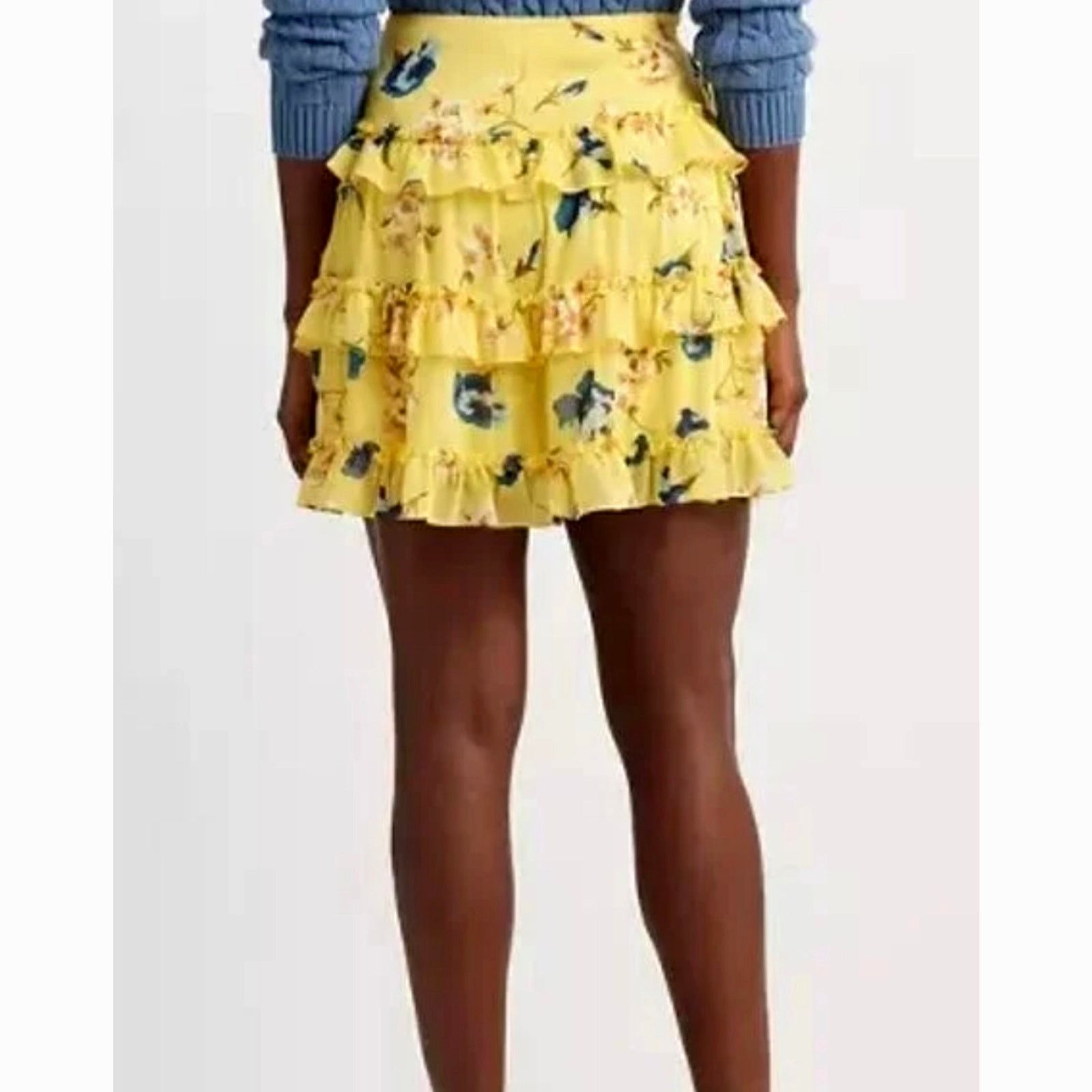 Ralph Lauren Ralph Lauren Tiered Georgette Floral Mini Skirt Yellow 8 Size 30" / US 8 / IT 44 - 7 Thumbnail