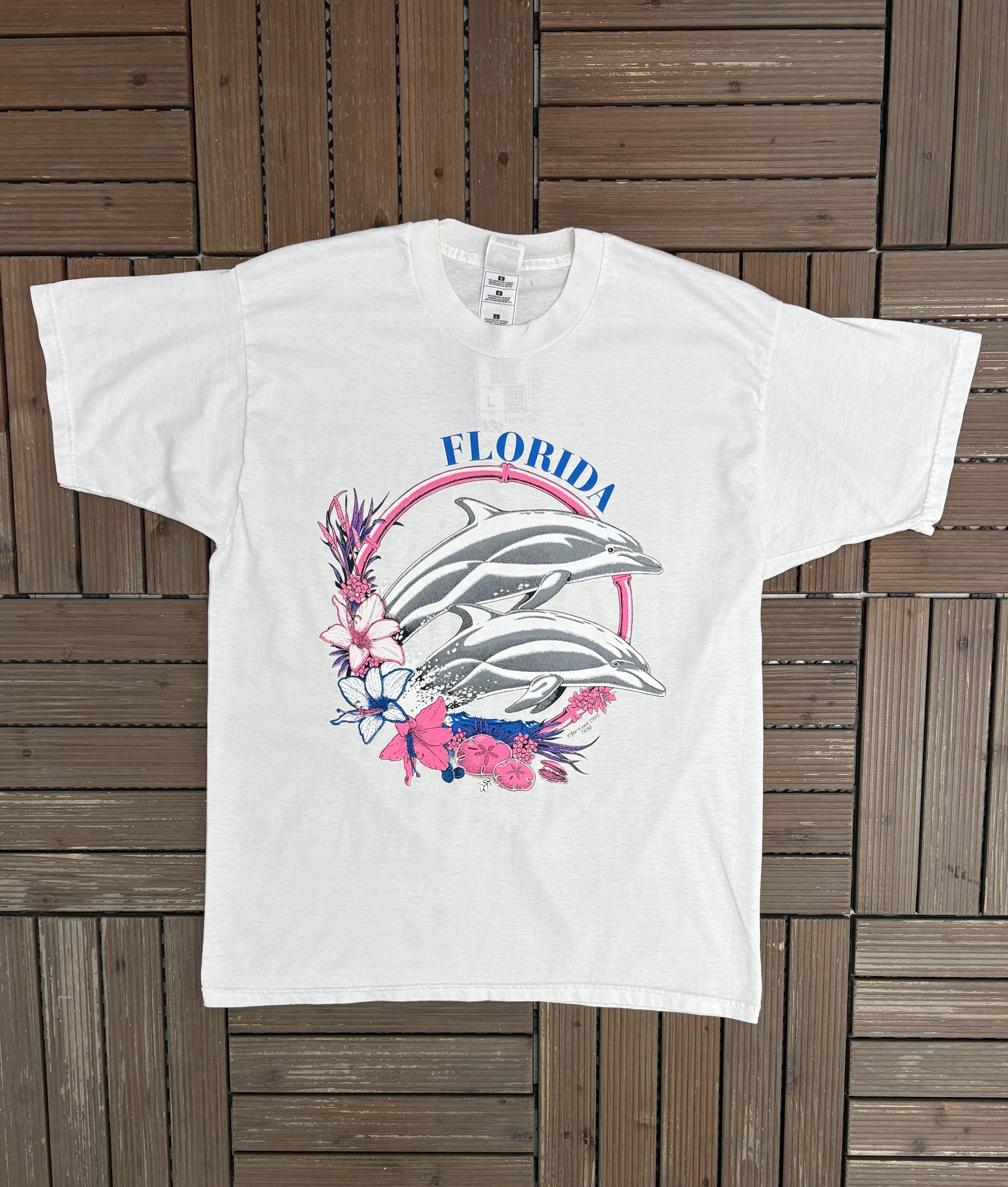 Vintage Florida Jumping Dolphins Vintage White T-Shirt Tee Size US L / EU 52-54 / 3 - 1 Thumbnail
