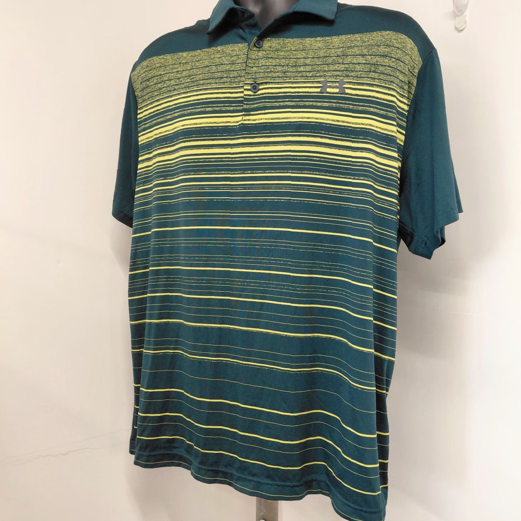 Under Armour Under Armour Golf Shirt Mens XL Green HeatGear Performance Polo Striped Polo Shirt Mens XL Green HeatGear Logo Striped Mens Nike? Size US XL / EU 56 / 4 - 2 Thumbnail