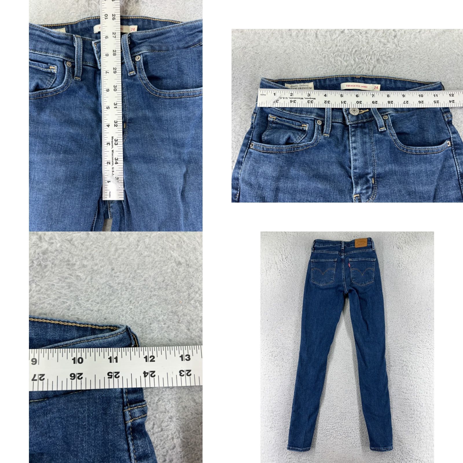 Levi's VINTAGE Levis Jeans Women 24 Blue Denim Skinny Mid Rise 29in 5-Pocket Distressed Stretch Levi's 700 Series Size 42" / US 20 - 9 Thumbnail