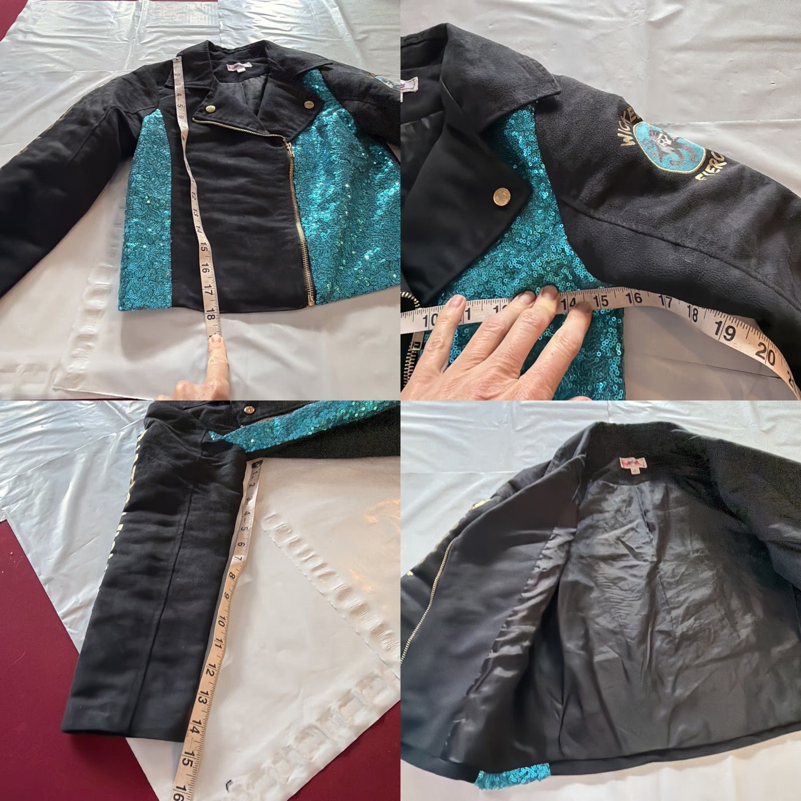 Disney Disney Descendants Uma Moto Black Aqua Gold Wicked Fierce Biker Jacket Womens S Size S / US 4 / IT 40 - 8 Thumbnail