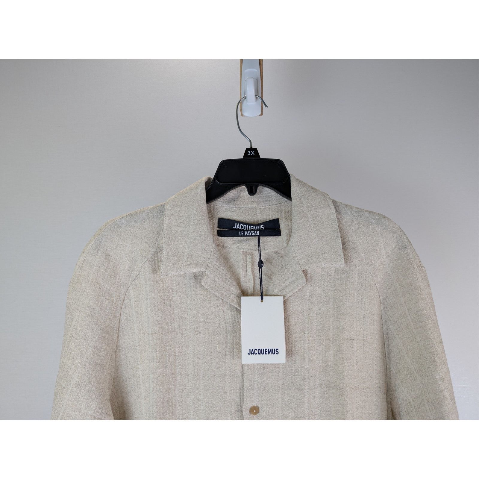 Jacquemus o1rshd1 La Chemise Fonccio camp-collar Button up shirt Beige Size US M / EU 48-50 / 2 - 3 Thumbnail