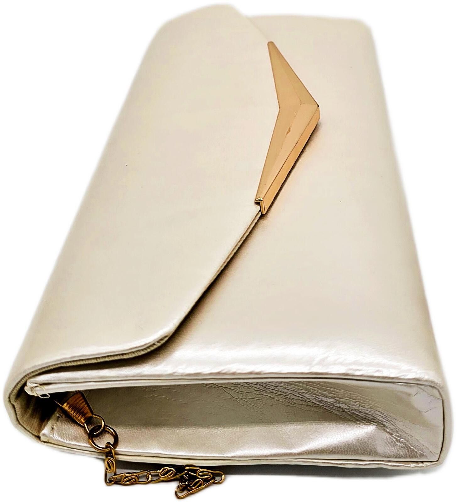 Unknown London Elegant Cream Clutch Purse with Gold Chain and Accent Size ONE SIZE - 5 Thumbnail