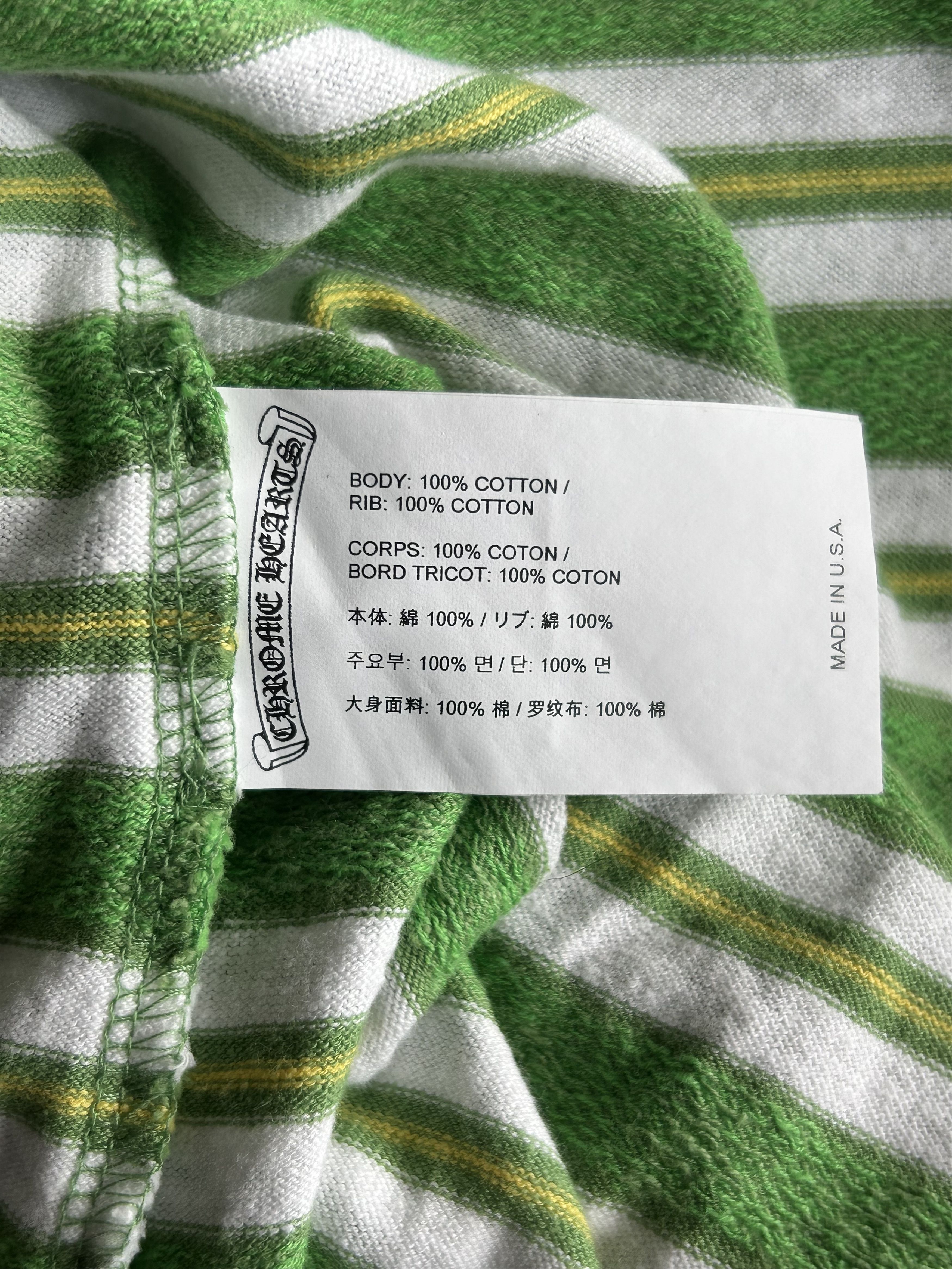 Chrome Hearts Chrome Hearts Green & White Striped T-Shirt Size US M / EU 48-50 / 2 - 4 Thumbnail