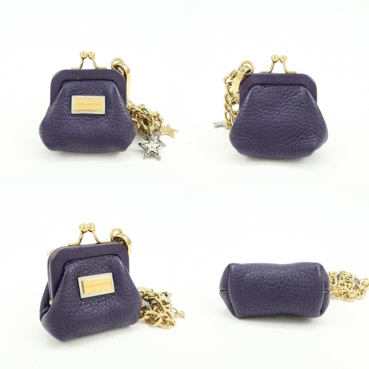 Dolce & Gabbana Dolce & Gabbana Star Charm Leather Coin Purse Purple Size ONE SIZE - 3 Thumbnail
