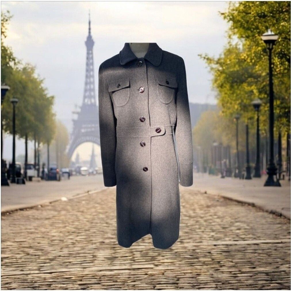 Kenneth Cole Women's Coat Kenneth Cole Wool Gray Coat Size M / US 6-8 / IT 42-44 - 2 Thumbnail
