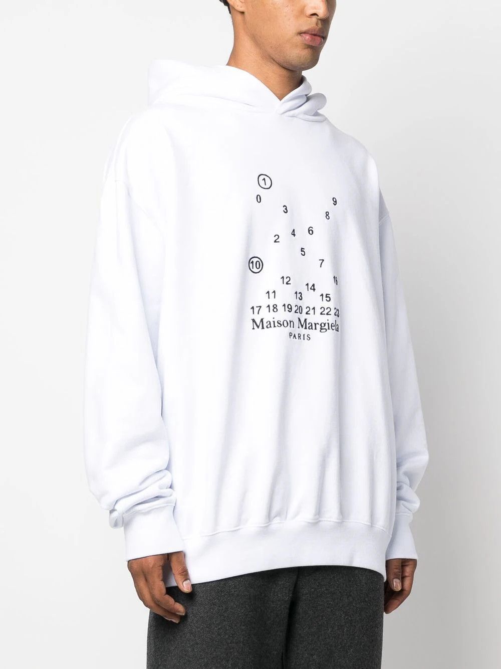 Maison Margiela o1mris0824 Numeric Logo Hoodie in White Size US XL / EU 56 / 4 - 8 Thumbnail
