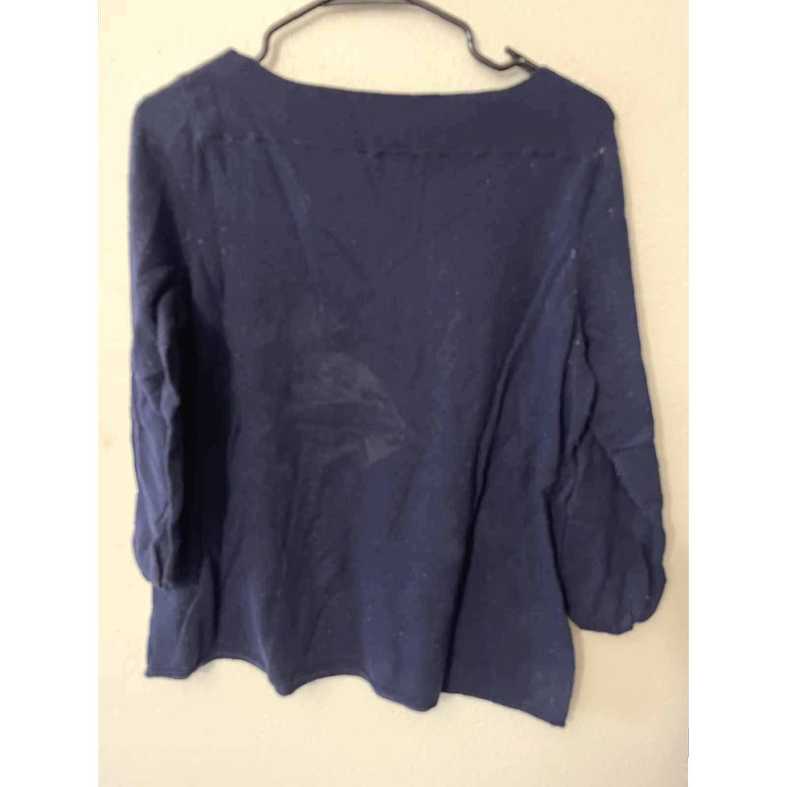 Gap GAP Navy Blue 3/4 Sleeve Cotton Sweater Solid Size Large Women's Blouse Tunic Casual 5 Front Buttons Size L / US 10 / IT 46 - 3 Thumbnail