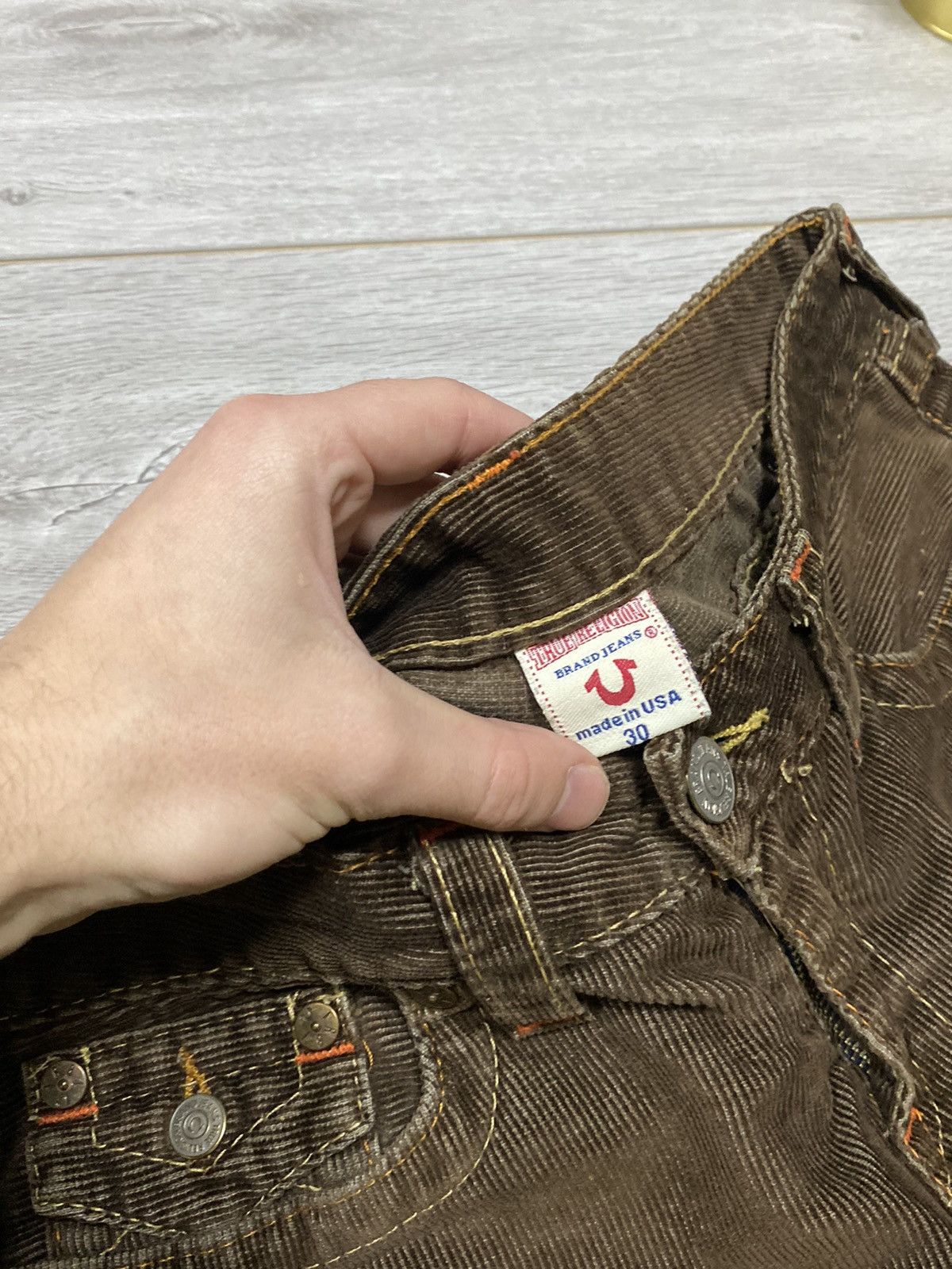 True Religion True Religion RARE corduroy vintage USA stitched flare jeans Size 30" / US 8 / IT 44 - 6 Thumbnail