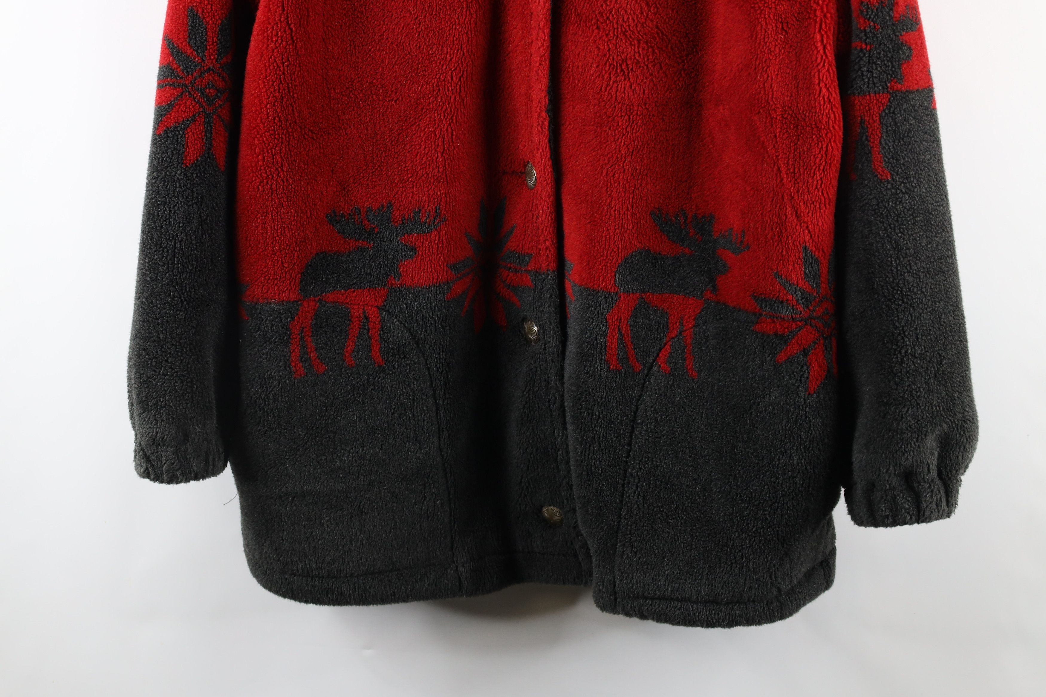 Vintage Vintage 90s Moose All Over Print Deep Pile Fleece Jacket Size L / US 10 / IT 46 - 3 Thumbnail