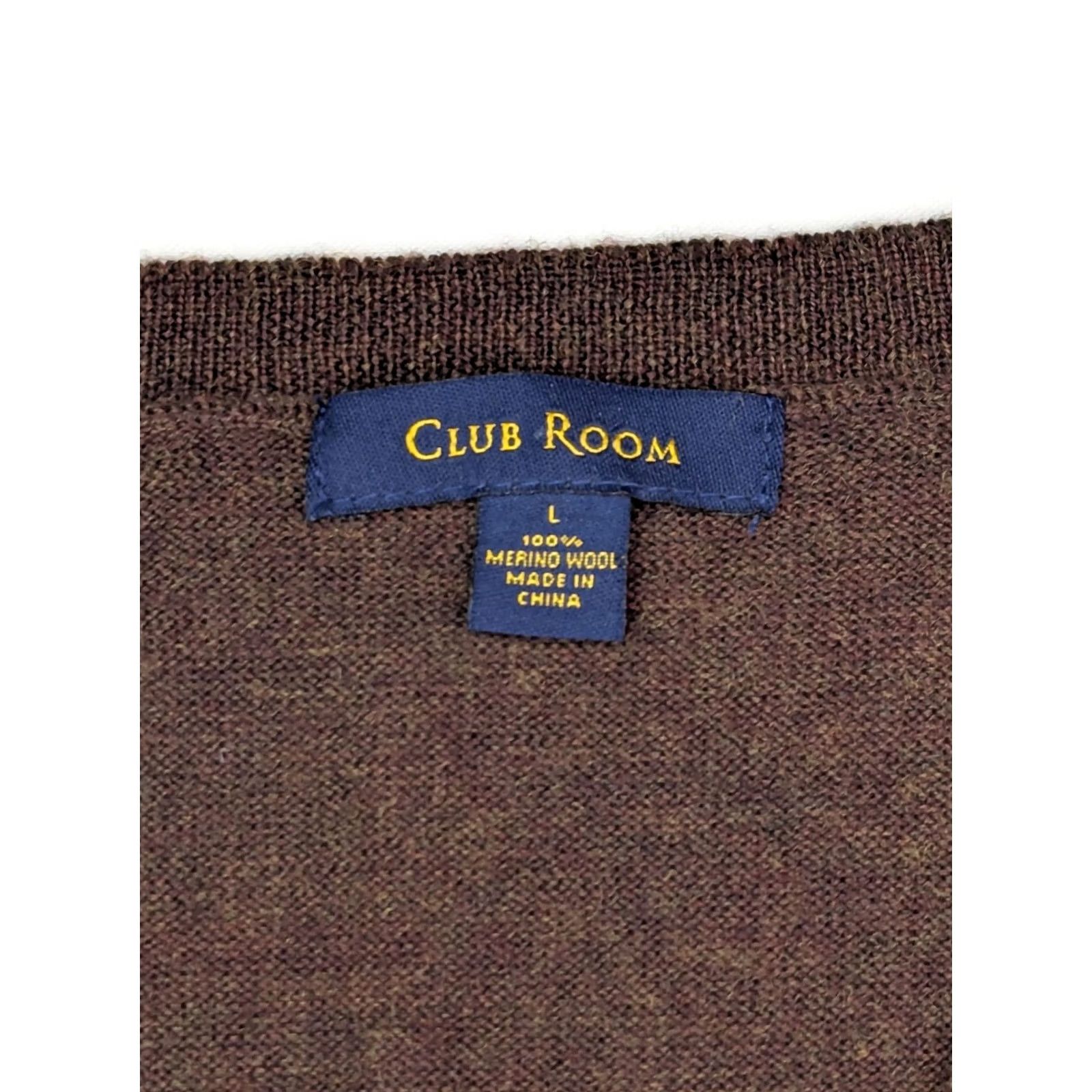 Club Room Club Room Merino Wool Knit Vest Men L Brown Lightweight V-Neck Sweater Size US L / EU 52-54 / 3 - 3 Thumbnail