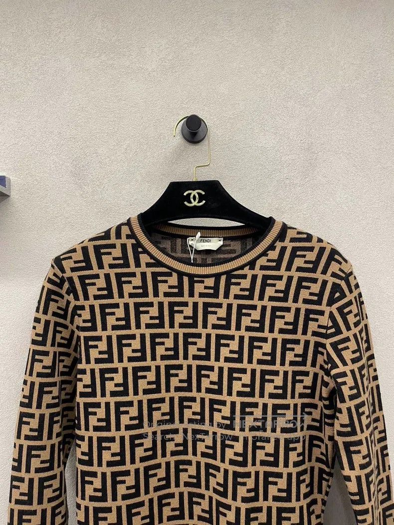 Fendi Fendi Brown Monogram Printed Knitted Dress, Slim-Fit, Body Size 4XL / US 24-26 - 4 Thumbnail