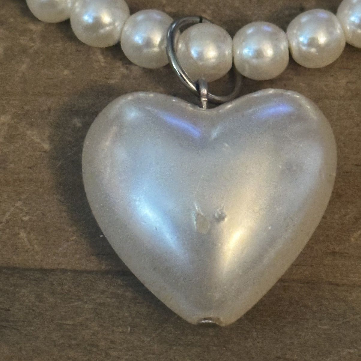 Vintage Vintage faux pearl heart pendant necklace Size ONE SIZE - 3 Thumbnail