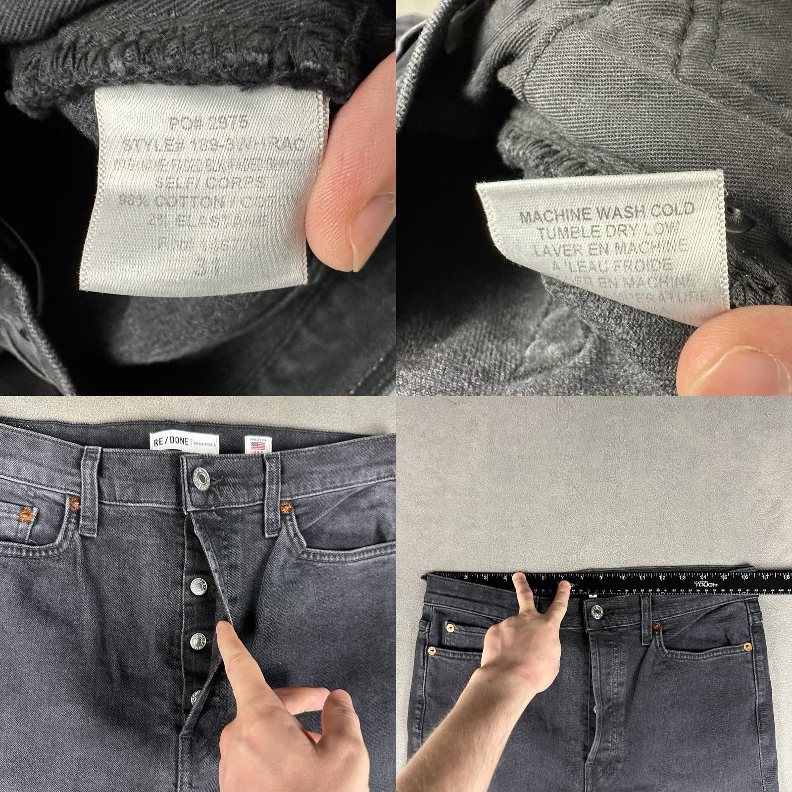 RE/DONE RE/DONE Jeans Womens 31 Dark Gray High Rise Ankle Crop Stretch Raw Hem NWT Size 24" / US 00 / IT 34 - 9 Thumbnail