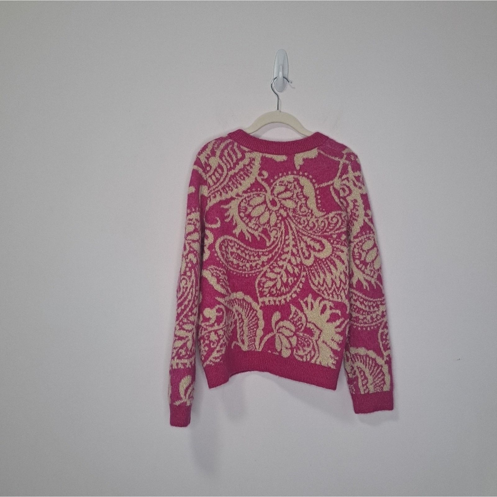 Sezane Sezane Pink and Cream Paisley Sweater Size M / US 6-8 / IT 42-44 - 3 Thumbnail